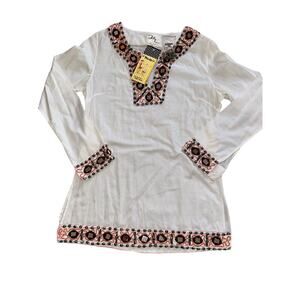 Milly New York Tunic‎ Top NWT white/cream Jewels Mirror Embellished Sz 2 $274